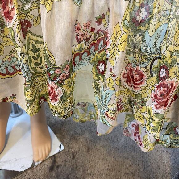 Y2K D Collection Tiered Maxi Skirt M Floral Cottagecore Fairy Boho Hi Low Beach - Picture 6 of 8